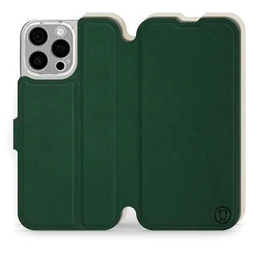 

Mobiwear Soft Touch flip knížkové pro Apple iPhone 16 Pro Max - Zelené & Béžové