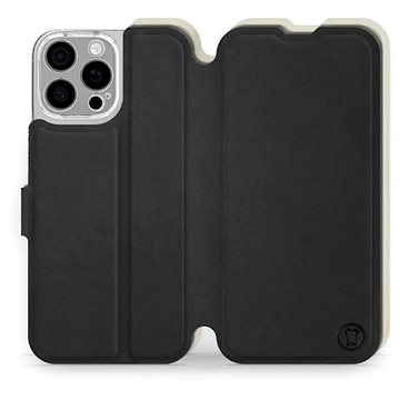 

Mobiwear Soft Touch flip knížkové pro Apple iPhone 16 Pro Max - Černé & Béžové