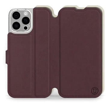 

Mobiwear Soft Touch flip knížkové pro Apple iPhone 16 Pro Max - Bordové & Béžové