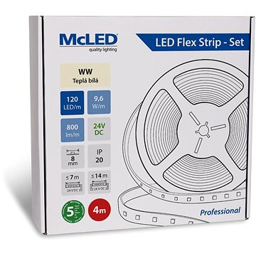 

McLED Set LED pásek 4m, WW, 9,6W/m