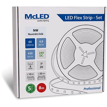 

McLED Set LED pásek 8m, NW, 4,8W/m