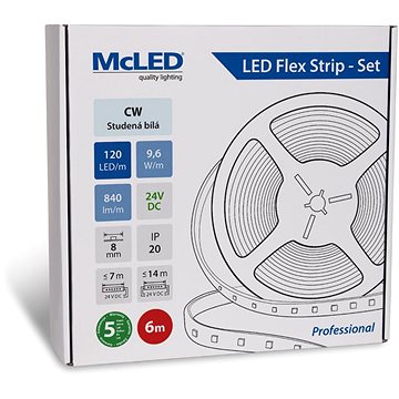 

McLED Set LED pásek 6m, CW, 9,6W/m