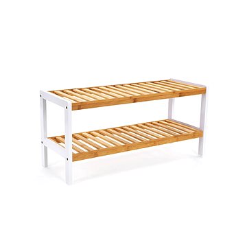 

Songmics Botník 2 police bílý bambus 70 × 26 × 33 cm