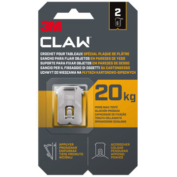 

3M CLAW™ Ručně namačkávací háček na sádrokarton, 2 ks, nosnost 20 kg