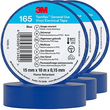 

3M Izolační páska Temflex 165, rozměr 15 mm x 10 m x 0,15 mm, barva modrá, 3 ks