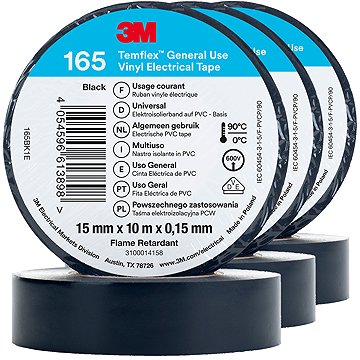 

3M Izolační páska Temflex 165, rozměr 15 mm x 10 m x 0,15 mm, barva černá, 3 ks