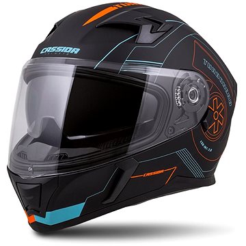 CASSIDA Integral 3.0 Turbohead,  (černá matná/oranžová/modrá, vel. M) - Helma na motorku