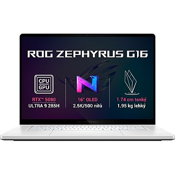 

ASUS ROG Zephyrus G16 GU605CW-NEBULA111X Platinum White kovový