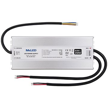 

McLED Napájecí zdroj 250 W, DC12V/20,83A, IP67, hliníkový
