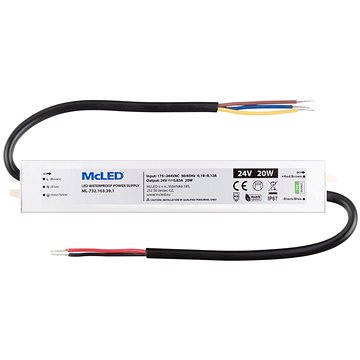 

McLED Napájecí zdroj longevity 20 W, DC24V/0.83A, IP67, hliníkový