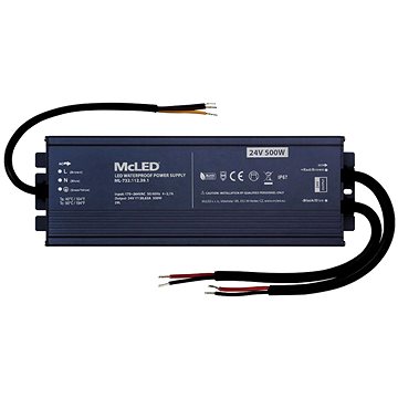 

McLED Napájecí zdroj longevity 500 W, DC24V/20.83A, IP67, hliníkový