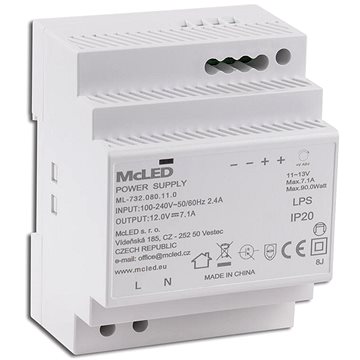 

McLED Napájecí zdroj 90 W, DC12V/7.1A, IP20, na DIN lištu