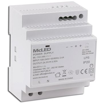

McLED Napájecí zdroj 90 W, DC24V/3.83A, IP20, na DIN lištu