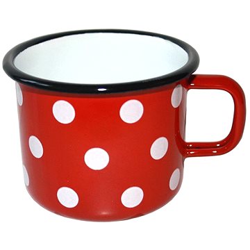 

Metalac červený, vzor puntík, smaltovaný hrnek 9 cm, 0,5 l