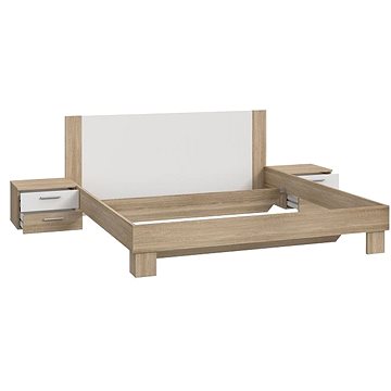 

Nejlevnější nábytek ELEK s nočními stolky, dub sonoma/bílá, 5 let záruka