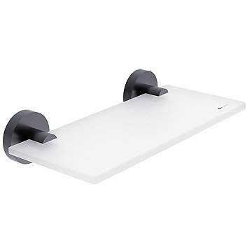 

Nimco Unix Polička k WC na mobil skleněná, úchyty chrom, 20 cm, černá