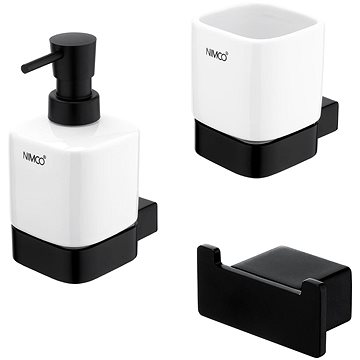 

NIMCO Kibo černá dávkovač mýdla v sadě Ki-set-31K-T-90