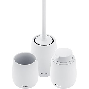 

Nimco Sada do koupelny Tabo bílá keramika – dávkovač, pohárek na kartáčky, wc štětka TA SET-05