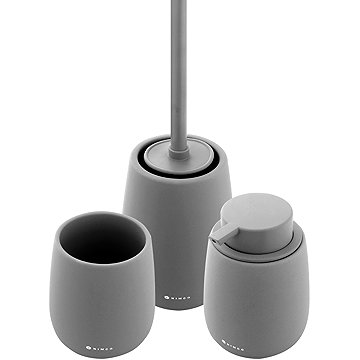 

Nimco Sada do koupelny Tabo šedá keramika – dávkovač, pohárek na kartáčky, wc štětka TA SET-08