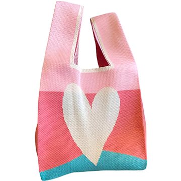 

ANNAM Tote bag růžová, bílé srdce 44 × 25 cm