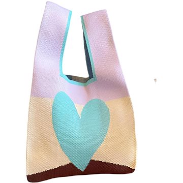 

ANNAM Tote bag fialová, modré srdce 44 × 25 cm