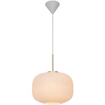 

Nordlux Milford designový lustr, 300 × 380 mm, 40 W, opálově bílý s mosazí