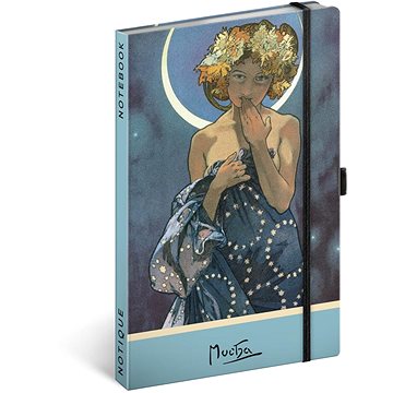 

NOTIQUE Notes Alfons Mucha – Luna, tečkovaný, 13 × 21 cm