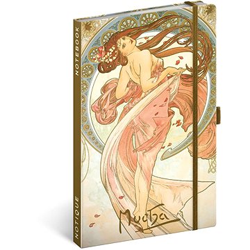 

NOTIQUE Notes Alfons Mucha – Tanec, linkovaný, 13 × 21 cm