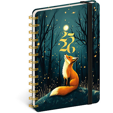 NOTIQUE spirálový 18měsíční Petito – Liška 2025/2026, 13 x 18 cm