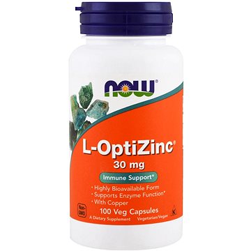 

NOW Foods Zinc L-Optizinc® 30 mg (zinek + měď), 100 rostlinných kapslí