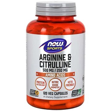

NOW Foods Arginin + Citrulin (500 mg/250 mg), 120 rostlinných kapslí
