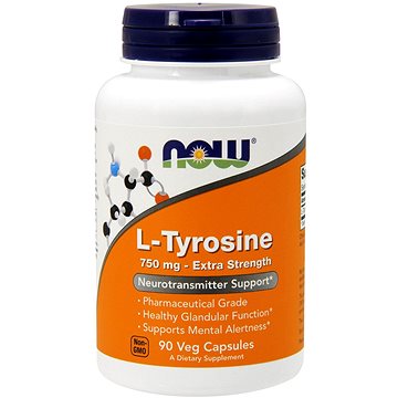 

NOW Foods L-Tyrosine, Extra Strength, 750 mg, 90 rostlinných kapslí