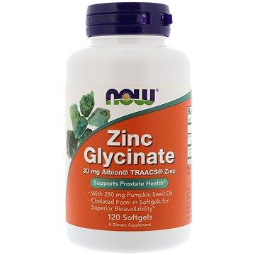

NOW Foods Zinek Glycinát 30 mg + Dýňový olej, 120 softgel kapslí