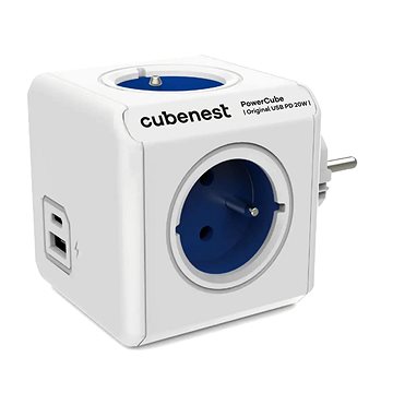 

Cubenest Powercube Original USB PD 20W, A+C, 4x zásuvka, bílá/modrá