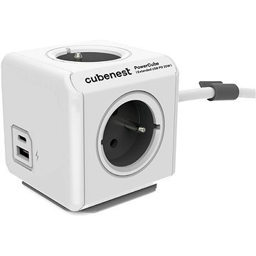 

Cubenest Powercube Extended USB PD 20W, A+C, 4x zásuvka, 3m, bílá/šedá