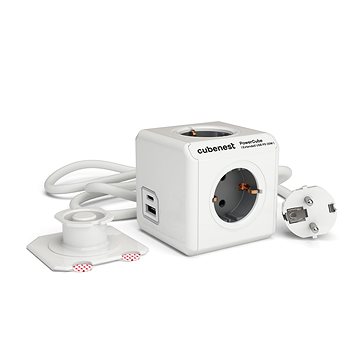 

Cubenest Powercube Extended USB PD 20W, A+C, 4x zásuvka, 1,5m, bílá/šedá - Schuko
