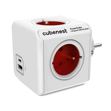 

Cubenest Powercube Original USB PD 20W, A+C, 4x zásuvka, bílá/červená