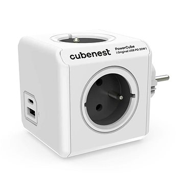 

Cubenest Powercube Original USB PD 20W, A+C, 4x zásuvka, bílá/šedá