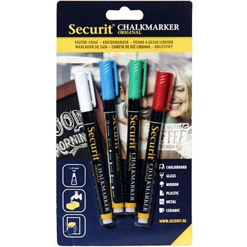 

SECURIT Original, sada 4 tenkých křídových popisovačů, bílá, červená, modrá, zelená