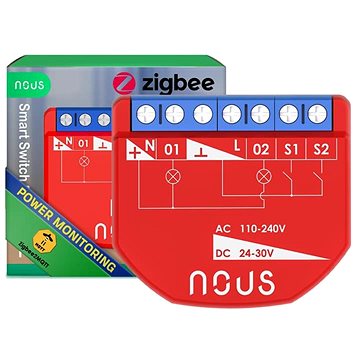 

Nous B3Z ZigBee Smart spínací modul (2 kanály, měření spotřeby)