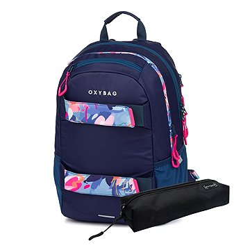 

OXYBAG Studentský batoh + etue Oxy Sport Flowers Blue