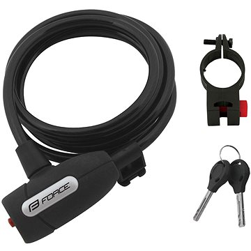 

Force Lux zámek spirálový s držákem 180 cm/8 mm, černý