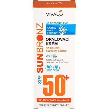 

VIVACO Sun Bronz Opalovací krém na obličej a citlivé partie SPF 50+ Coral Friendly 50 ml