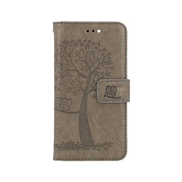 

TopQ Pouzdro iPhone SE 2022 knížkové Šedý strom sovičky 75000