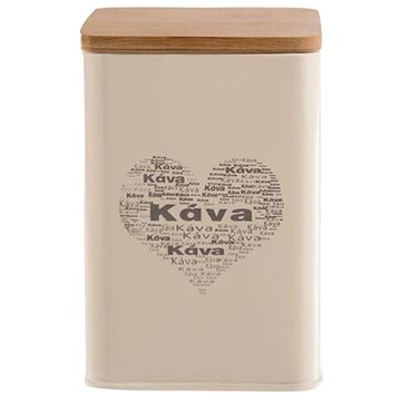 

ORION Dóza plech/dřevo 9,5x9,5x14 cm KÁVA SRDCE