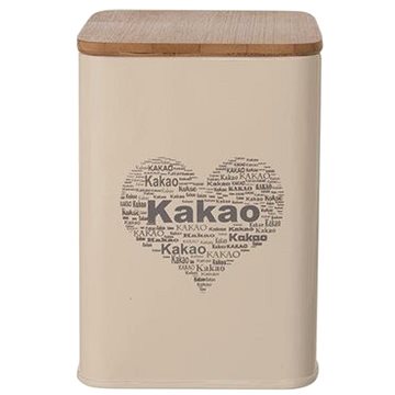 

ORION Dóza plech/dřevo 9,5x9,5x14 cm KAKAO SRDCE