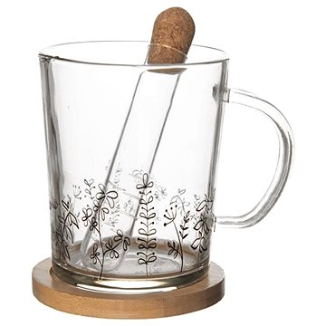 

ORION Hrnek sklo/bambus podšálek+infuzér LOUKA 0,42 l