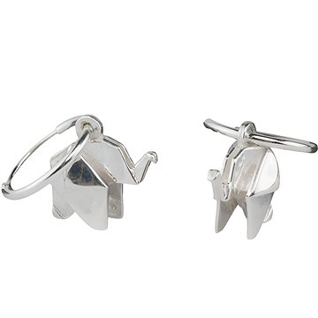 

Oriental stříbrné náušnice kroužek, Origami Elephant