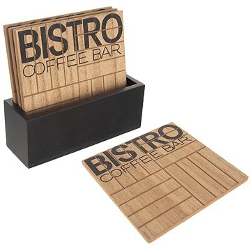

ORION Bistro Stojan + Podtácky 10 × 10 cm dřevo 4 ks