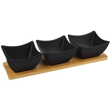 

ORION BLACK Set misek na bambusovém tácku 3 ks